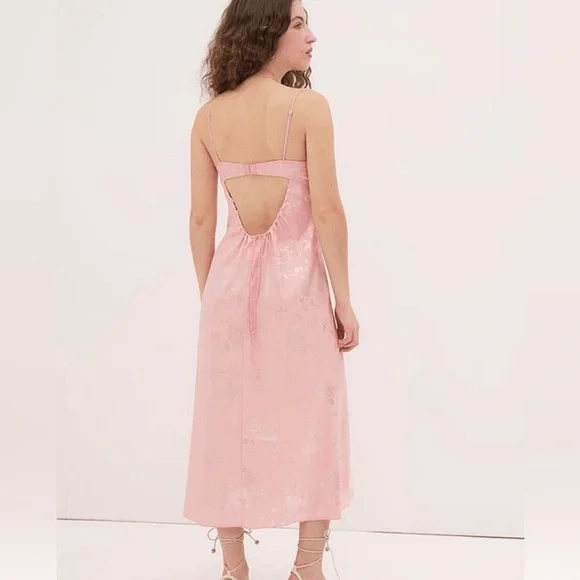 NWT For Love & Lemons x Victoria's Secret Lola Midi Dress - Blush Pink Large - Picture 2 of 7